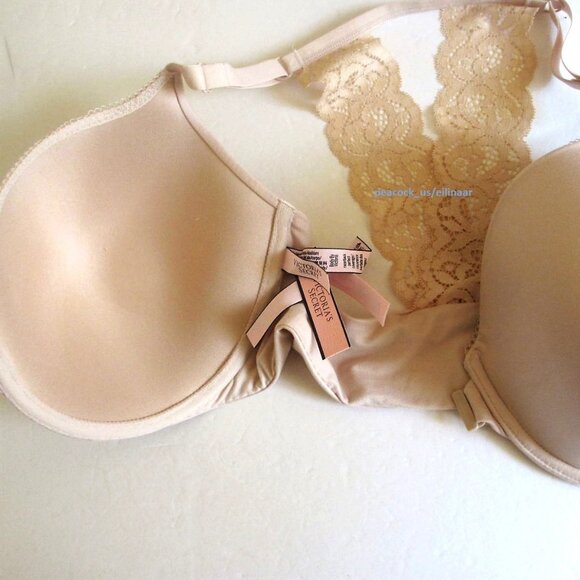 38DD Victoria Secret BODY BY VICTORIA Lined full bra Front Close Racerback cream - Picture 5 of 5